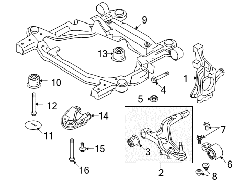 2008 Ford Taurus X Front Suspension Components, Lower Control Arm, Stabilizer Bar Crossmember Diagram for 9F9Z-5C145-A