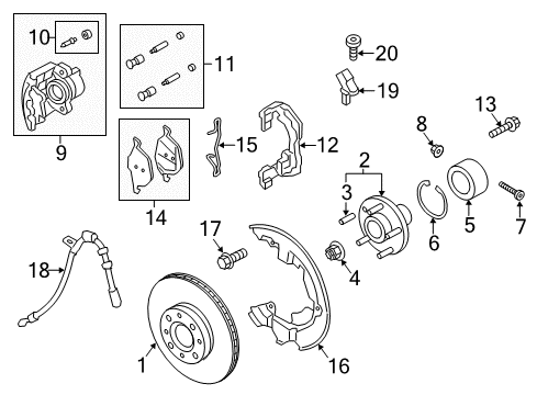 2013 Ford C-Max Front Brakes Brake Pads Spring Diagram for 3M5Z-2B486-AA