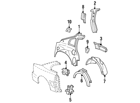 1997 Ford Mustang Inner Structure - Quarter Panel Panel Reinforcement Diagram for F4ZZ-63113A98-A