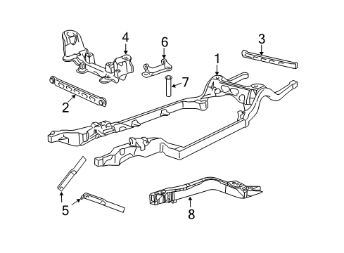 2006 Mercury Grand Marquis Frame & Components Front Crossmember Diagram for 3W1Z-5019-AA