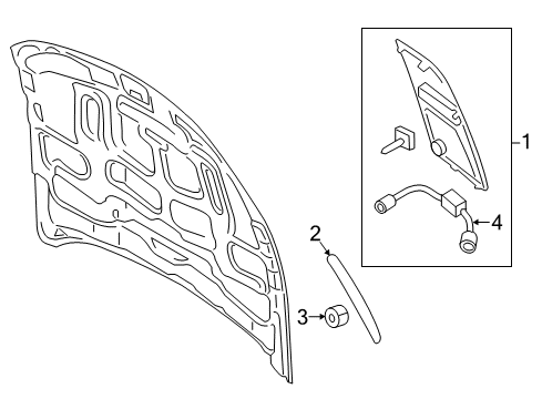 2020 Ford Mustang Exterior Trim - Hood Scoop Support Diagram for JR3Z-16C630-A