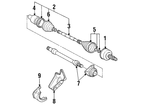 1998 Ford Contour Drive Axles - Front Center Shaft Diagram for F5RZ-3A329-F