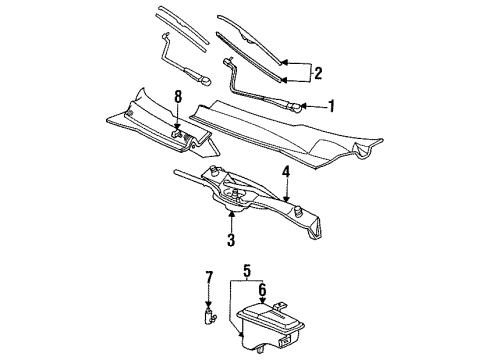 1993 Mercury Cougar Wiper & Washer Components Washer Reservoir Diagram for F3SZ17618C