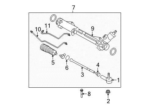 2005 Ford Mustang Steering Column & Wheel, Steering Gear & Linkage Outer Tie Rod Diagram for DR3Z-3A130-A