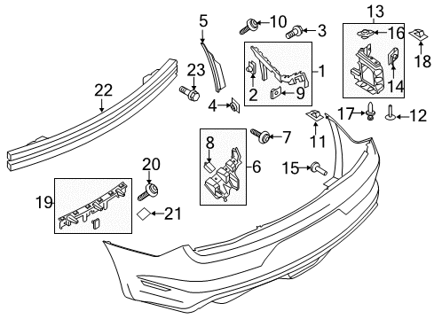 2016 Ford Mustang Rear Bumper Inner Support Diagram for FR3Z-17754-A