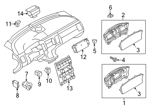 2017 Ford Flex Cluster & Switches Cluster Assembly Diagram for HA8Z-10849-CA