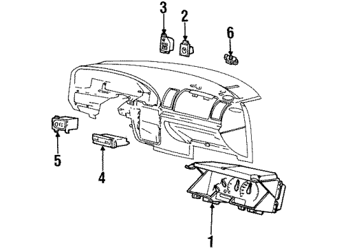 2001 Lincoln Continental Cluster & Switches Dash Control Unit Diagram for XF3Z-19980-AA