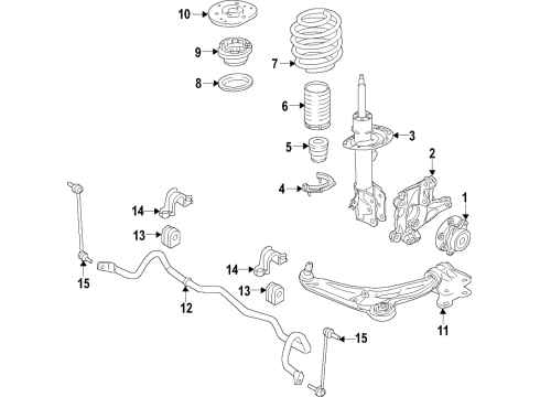 2017 Lincoln Continental Front Suspension Components, Lower Control Arm, Stabilizer Bar Strut Mount Diagram for G3GZ-3A197-A