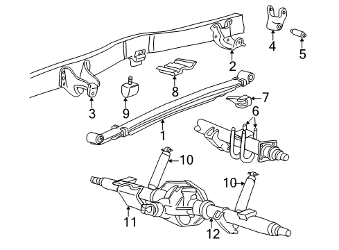 2004 Ford Excursion Rear Suspension Components, Stabilizer Bar Stabilizer Bar Mount Bracket Diagram for F81Z-5B498-CA