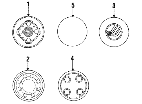 1989 Mercury Topaz Wheel Covers & Trim Center Cap Diagram for E64Y1130C