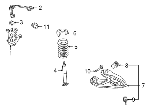 2003 Ford F-150 Front Suspension Components, Lower Control Arm, Upper Control Arm, Stabilizer Bar Spring Diagram for 3L3Z-5310-AA