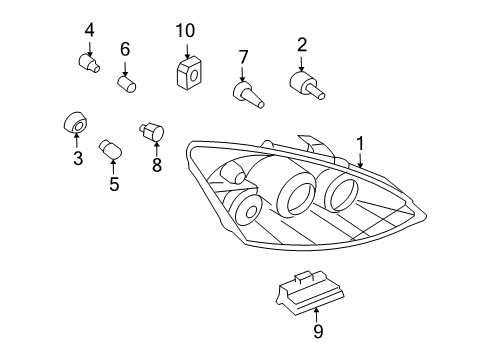 2003 Ford Focus Headlamps Composite Assembly Diagram for 3S4Z-13008-CC