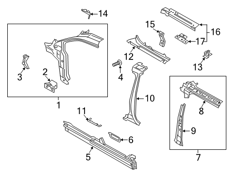 2020 Ford Transit Connect Hinge Pillar Hinge Pillar Retainer Diagram for 3M5Z-58024A14-A