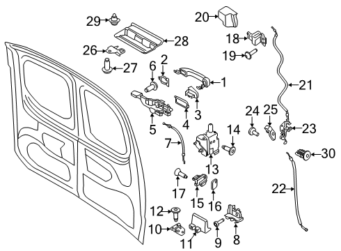 2021 Ford Transit Connect Front Door Upper Latch Spacer Diagram for DT1Z-6132228-C