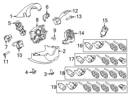 2019 Ford Transit Connect Shroud, Switches & Levers Wiper Switch Screw Diagram for -W505924-S424