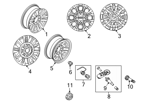 2022 Ford F-250 Super Duty Wheels Wheel Cap Diagram for HC3Z-1130-H