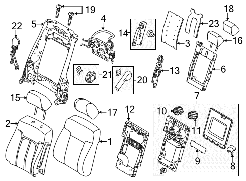 2013 Ford F-250 Super Duty Front Seat Components Headrest Diagram for BC3Z-25611A08-A