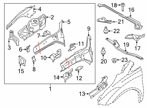 2014 Ford Transit Connect Structural Components & Rails Outer Reinforcement Diagram for 8V6Z-5810133-A