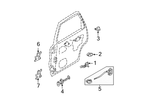 2003 Ford Escape Rear Door - Lock & Hardware Latch Assembly Diagram for 2L8Z-78264A01-EAD