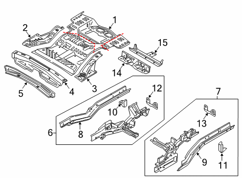 2016 Ford Edge Rear Floor & Rails Front Crossmember Diagram for F2GZ-5810780-A