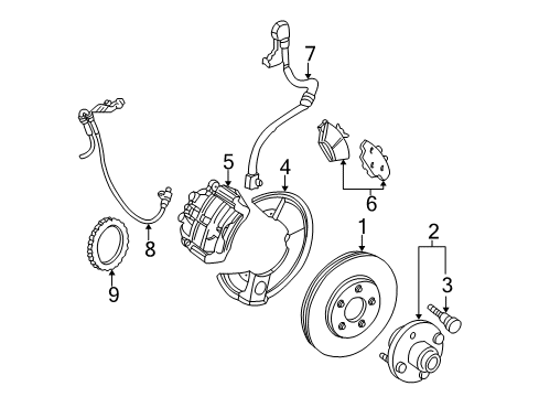 2004 Ford Taurus Front Brakes Brake Hose Diagram for 5F1Z-2078-A