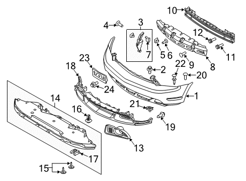 2012 Ford Mustang Front Bumper Valance Panel Diagram for BR3Z-17626-AB