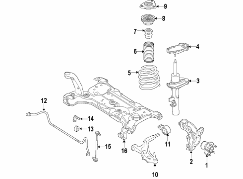 2016 Ford Transit Connect Front Suspension Components, Lower Control Arm, Stabilizer Bar Coil Spring Diagram for DV6Z-5310-J