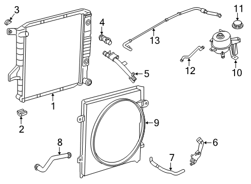 2003 Ford Ranger Radiator & Components Overflow Hose Diagram for F87Z-8N029-AA
