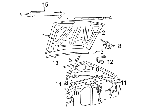2008 Ford Ranger Hood & Components Support Rod Clip Diagram for F58Z-16828-A