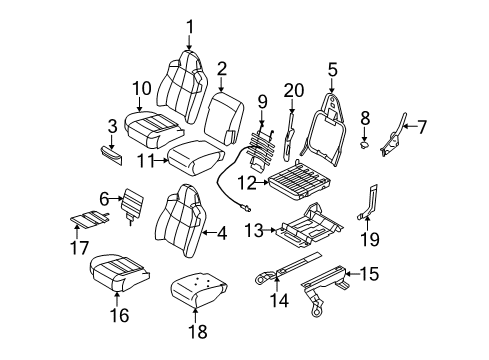 2010 Ford F-350 Super Duty Front Seat Components Bracket Diagram for F65Z-1563076-AA