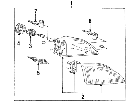 1994 Ford Mustang Headlamps Composite Assembly Diagram for F4ZZ-13008-E