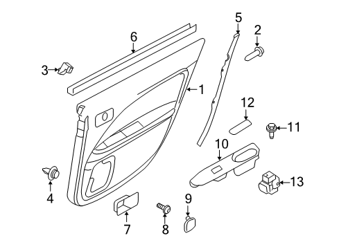 2012 Ford Fusion Interior Trim - Rear Door Switch Bezel Diagram for AE5Z-54266A24-BA
