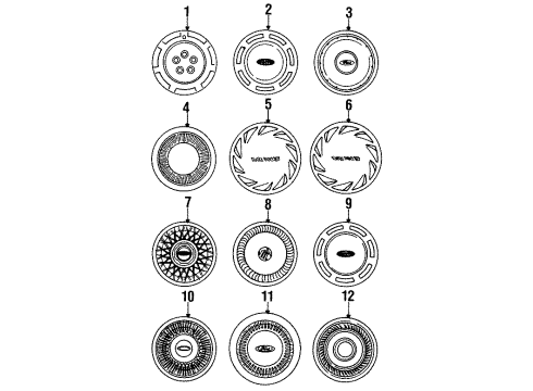 1989 Ford Taurus Wheel Covers & Trim Cover Assembly Diagram for F1DZ1130B