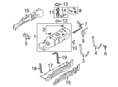 2016 Ford F-350 Super Duty Senders Filler Pipe Bracket Diagram for BC3Z-9040-A