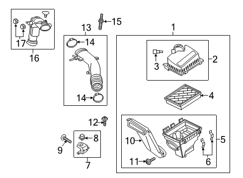 2015 Ford Edge Air Intake Inlet Tube Stud Diagram for -W705308-S442