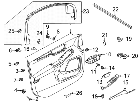 2020 Ford Escape Front Door Window Molding Pad Diagram for GD9Z-99044E84-A