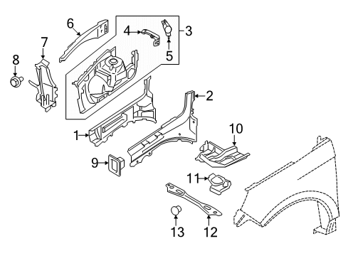 2022 Ford Edge Structural Components & Rails Lower Bracket Diagram for F2GZ-5A099-C