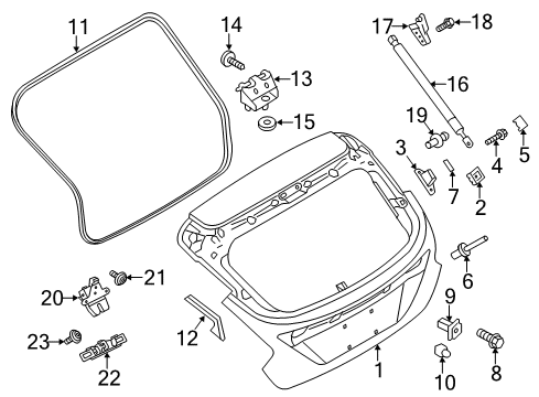 2013 Ford Focus Lift Gate Lift Cylinder Retainer Diagram for YS4Z-5845590-AA