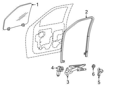 2003 Ford F-150 Front Door - Glass & Hardware Motor Diagram for 1L3Z-1623395-AA