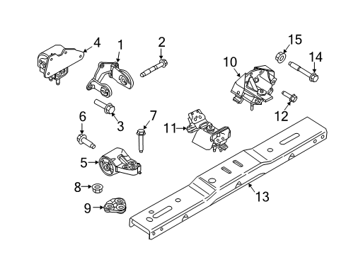 2016 Ford Expedition Engine & Trans Mounting Transmission Crossmember Nut Diagram for -W520114-S427