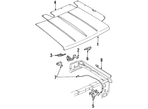 1990 Ford Ranger Hood & Components Lock Diagram for E9TZ-16700-A
