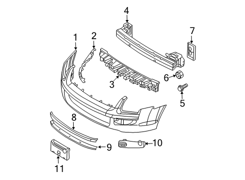 2006 Ford Fusion Front Bumper License Bracket Diagram for 6E5Z-17A385-AA