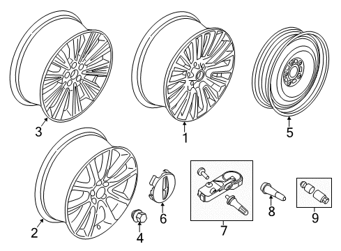 2015 Lincoln MKZ Wheels & Trim Center Cap Diagram for DP5Z-1130-B