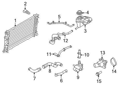 2011 Mercury Milan Radiator & Components Reservoir Hose Diagram for 9E5Z-8075-D