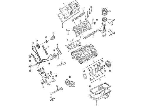 2008 Ford Mustang Engine Parts, Mounts, Cylinder Head & Valves, Camshaft & Timing, Oil Pan, Oil Pump, Crankshaft & Bearings, Pistons, Rings & Bearings, Variable Valve Timing Pulley Diagram for 7R3Z-6312-AA