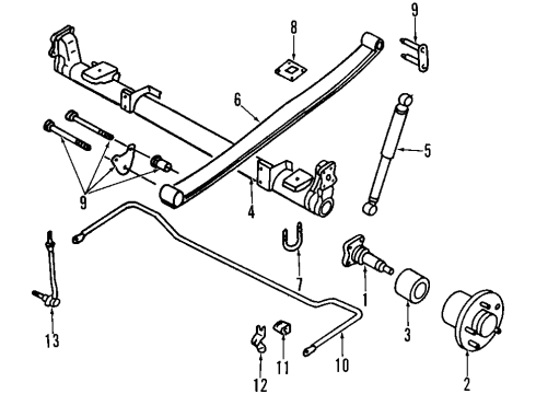 1995 Mercury Villager Rear Axle, Stabilizer Bar, Suspension Components Leaf Spring Diagram for F58Z-5560-C