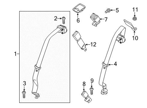 2013 Ford Fusion Seat Belt Extension Diagram for DG9Z-54611C22-BA