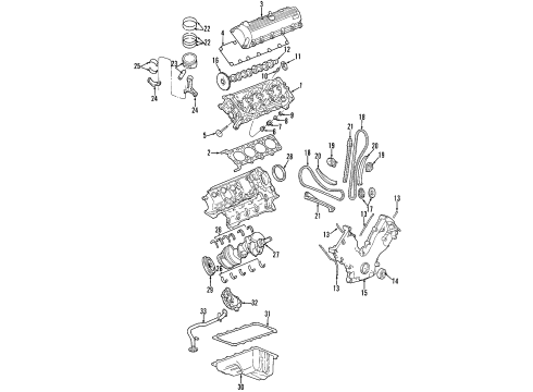 2007 Ford E-150 Engine Parts, Mounts, Cylinder Head & Valves, Camshaft & Timing, Oil Pan, Oil Pump, Crankshaft & Bearings, Pistons, Rings & Bearings Front Cover Diagram for 4C2Z-6019-CA