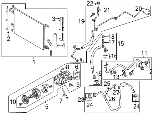 2014 Ford Mustang A/C Condenser, Compressor & Lines Compressor Assembly Diagram for BR3Z-19703-B