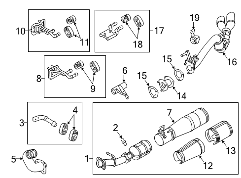 2016 Ford F-250 Super Duty Exhaust Components Catalytic Converter Bracket Diagram for BC3Z-5A242-A